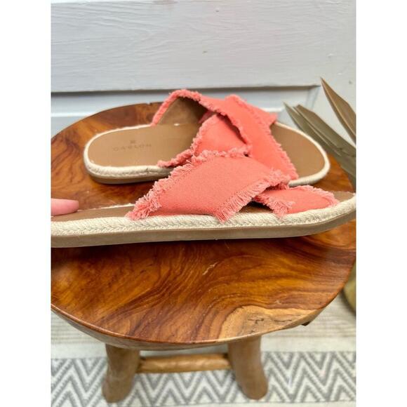 Caslon Coral Frayed Edges Paxton Cross Strap Slides Womens Sandals Size 7 - Picture 7 of 10